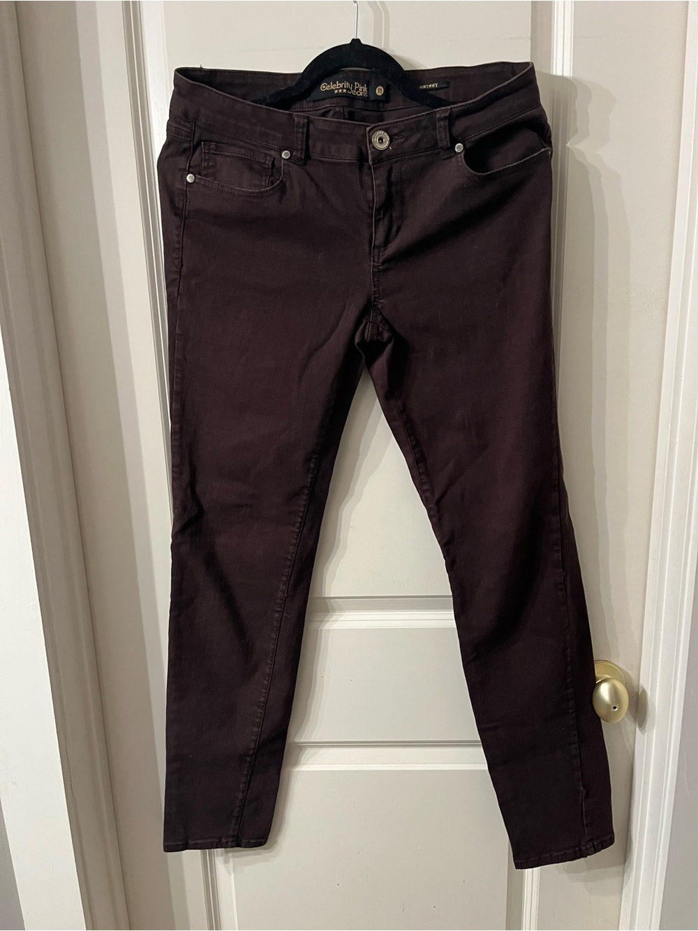 Celebrity Pink Skinny Jeans in Brown Waist 11 Like New